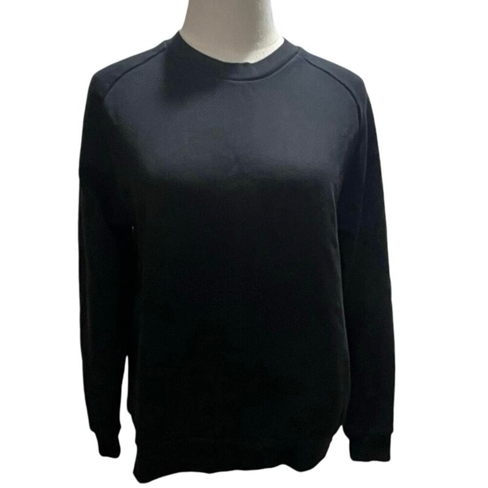 ALLSAINTS Yara Silver Grommet Laced Black Jersey Cotton Relaxed Sweatshirt med